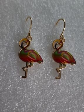 Hand Crafted Multicolor Flamingo Enamel Drop Earrings